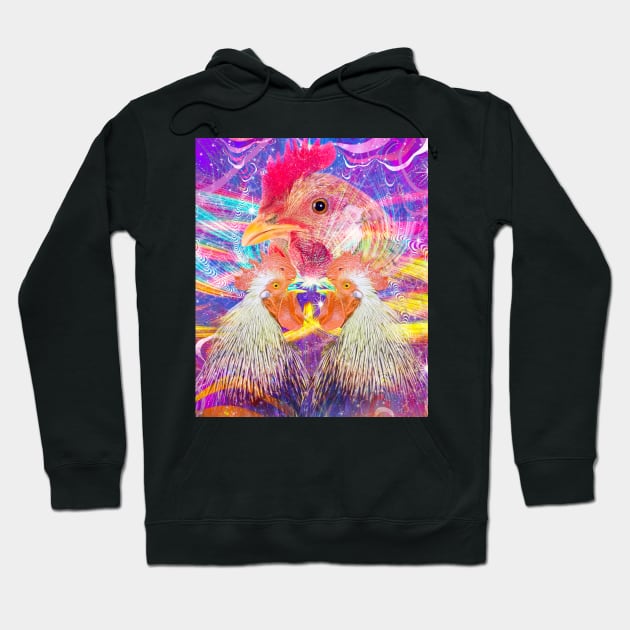 EDM Trippy Chicken Rave Hoodie by Random Galaxy